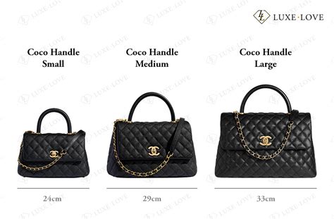 chanel coco handle size comparison.